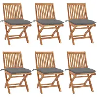 vidaXL Tuinstoelen 6 st inklapbaar met kussens massief teakhout