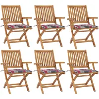 vidaXL Tuinstoelen 6 st inklapbaar met kussens massief teakhout