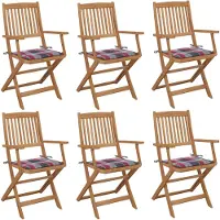 vidaXL Tuinstoelen 6 st inklapbaar met kussens massief acaciahout
