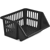 Whitefurze Mand/organiser - stapelbaar - zwart - 35 x 29 x 27 cm - Opbergmanden
