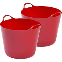 Whitefurze 2x stuks flexibele emmers - 26 liter - Kunststof - Rood - 38 x 41 x 35 cm - Wasmanden