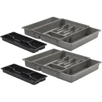 Whitefurze Bestekbak/keuken organizer - 2x - 9 tot 11 vaks - grijs - uitschuifbaar - Bestekbakken