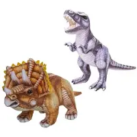 Nature Planet Speelgoed set van 2x pluche dino knuffels T-Rex en Triceratops van 30 cm - Knuffeldier