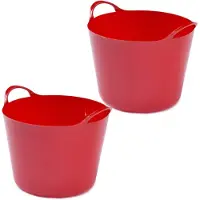 Whitefurze 2x stuks flexibele emmers - 14 liter - Kunststof - Rood - 32 x 36 x 25 cm - Wasmanden