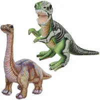 Nature Planet Speelgoed set van 2x pluche dino knuffels T-Rex en Apatosaurus van 30 cm - Knuffeldier
