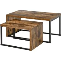 NiceGoodz Salontafel - 2 delig - industrieel - tafeltje - Bijzettafel - zwart/bruin - 90 x 48 x 42 cm / 59 x 42 x 36 cm
