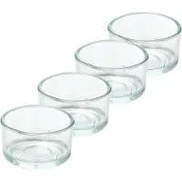 Trend Candles theelichthouder - 4x - glas - transparant - 4x3 cm - waxinelicht