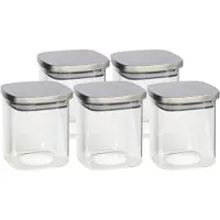 Gerimport Gerim - Voedsel/etenswaren 5x voorraadpotten 800 ml glas en RVS deksel