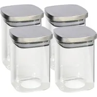 Gerimport Gerim - Voedsel/etenswaren 4x voorraadpotten 1100ml glas en RVS deksel