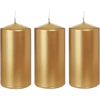 Trend Candles Cilinderkaars/stompkaars - 5x - goud - 6 x 12 cm - 40 branduren - horeca kaarsen