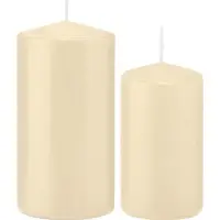 Trend Candles - Stompkaarsen set 4x stuks creme wit 12 en 15 cm