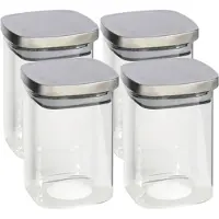 Gerimport Gerim - Voedsel/etenswaren 4x voorraadpotten 1400ml glas en RVS deksel