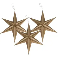 Gerimport 3x stuks papieren decoratie kerstster lampionnen bruin 40 cm - Kerststerren - Kerstdecoratie/kerstversiering