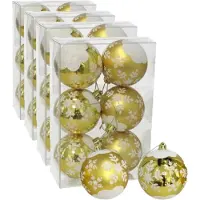Gerimport 24x stuks gedecoreerde kerstballen goud kunststof diameter 6 cm - Kerstboom versiering