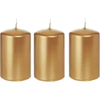Trend Candles Cilinderkaars/stompkaars - 4x - goud - 5 x 8 cm - 18 branduren - horeca kaarsen
