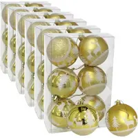 Gerimport 36x stuks gedecoreerde kerstballen goud kunststof diameter 6 cm - Kerstboom versiering