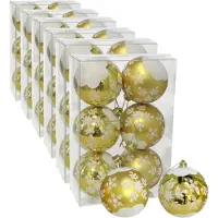 Gerimport 36x stuks gedecoreerde kerstballen goud kunststof diameter 6 cm - Kerstboom versiering