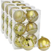 Gerimport Kerstballen - 24x stuks - gedecoreerd goud - Dia 6 cm - kunststof - kerstversiering