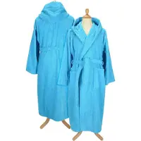 Artg Robezz - Badjas met Capuchon - 100% Badstof Katoen -Aqua Blue - Maat XS