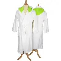 Artg Robezz - Badjas - Gekleurde Capuchon - White/Lime Green - Maat XS