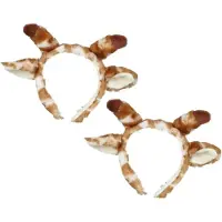 Ravensden Pluche giraffe hoofdband - 2x - met oortjes - 15 cm