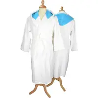 Artg Robezz - Badjas - Gekleurde Capuchon - White/Aqua Blue - Maat XXL - (2XL)
