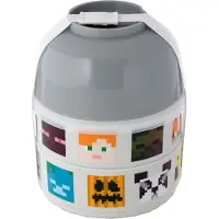 Puckator Minecraft Gezichten - Gestapelde Ronde Bento box Lunchtrommel - 13x10x10cm (LxBxD)