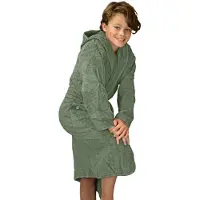 Artg Boyzz & Girlzz Kinder Badjas met Capuchon - Legergroen - Army Green - Maat 140/152