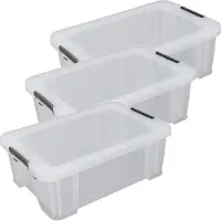 Whitefurze Opbergbox - 3x stuks - 15 liter - Transparant - 47 x 30 x 17 cm - kunststof - opslag oplossingen - kist - met deksel