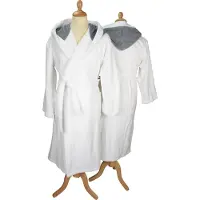 Artg Robezz - Badjas - Gekleurde Capuchon - White/Anthracite Grey - Maat XS