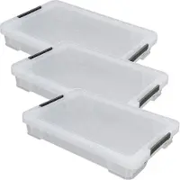 Whitefurze Opbergbox - 4x stuks - 12 liter - Transparant - 55 x 36 x 9 cm - kunststof - opslag oplossingen - kist - met deksel