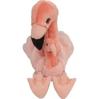 Nature Planet Pluche Flamingos - met baby - 22 cm - tropische vogel