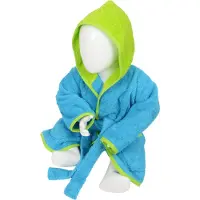 Artg Babiezz - Baby Badjas met Capuchon - Aqua Blue - Lime Green - Maat 68-74