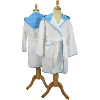 Artg Boyzz & Girlzz - Kinder Badjas met Capuchon - Wit/Blauw - White/Aqua Blue - Maat 116/128