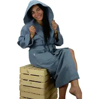 Artg Robezz - Wafelbadjas met Capuchon - Spijkerstof Blauw - Jeans Blue - Katoen - Maat S/M