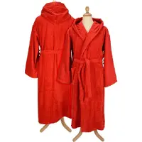Artg Robezz - Badjas met Capuchon - 100% Badstof Katoen -Rood - Fire Red - Maat L/XL