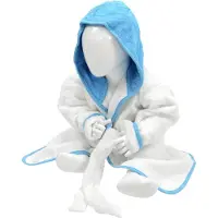 Artg Babiezz - Baby Badjas met Capuchon - Wit - Zeeblauw - Maat 98-110