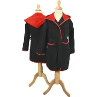 Artg Boyzz & Girlzz - Kinder Badjas met Capuchon - Zwart met Rood - Black/Fire Red - Maat 128/140