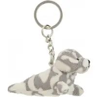 Nature Planet pluche gevlekte grijze zeehond knuffel sleutelhanger - 2x - 8,5 cm - Speelgoed dieren sleutelhangers