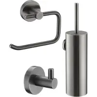 Ben Rundo toilet accessoires 3-delig geborsteld zwart