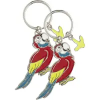 Nature Planet Metalen sleutelhanger van een rode papegaai - Set van 4x stuks - 5 cm - Dieren cadeau artikelen - Kinderen