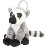 Ravensden ringstaartmaki sleutelhanger - grijs - pluche - 10 cm - knuffel - apen