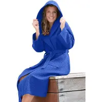 Artg Robezz - Wafelbadjas met Capuchon - 100% Katoen - Kobaltblauw - Royal Blue - True Blue - Maat XXL