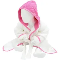 Artg Babiezz - Baby Badjas met Capuchon - Wit - Rose - Maat 98-110
