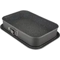 Altom Design Rechthoekige Springvorm 34 × 24 × 8 cm – Zwarte Bakvorm van Koolstofstaal – Uitneembare Bodem & Opstaande Rand