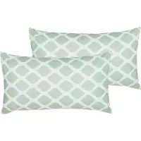 Beliani Decoratieve kussens, Tuinkussen ruitpatroon mintgroen-wit 40 x 70 cm Set van 2 KALAMOS (40 x 70 cm)