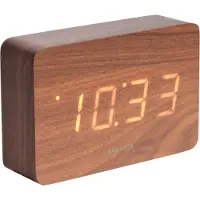 Karlsson Wekker Square - Donker Hout fineer - 15x4,8x10cm - Scandinavisch - Wekker voor slaapkamer - Wekkers