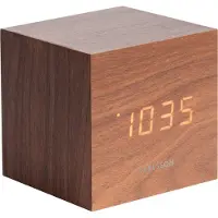 Karlsson Wekker Mini Cube Dark Wood Veneer 8 x 8 cm
