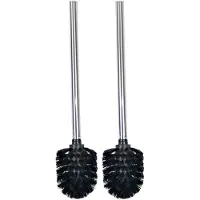 Gerimport 2x stuks wc/toiletborstels zwart/zilver 34.5 cm van RVS - Toiletborstels