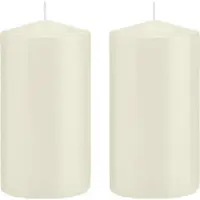 Trend Candles 2x Kaarsen ivoorwit 8 x 15 cm 69 branduren sfeerkaarsen - Stompkaarsen